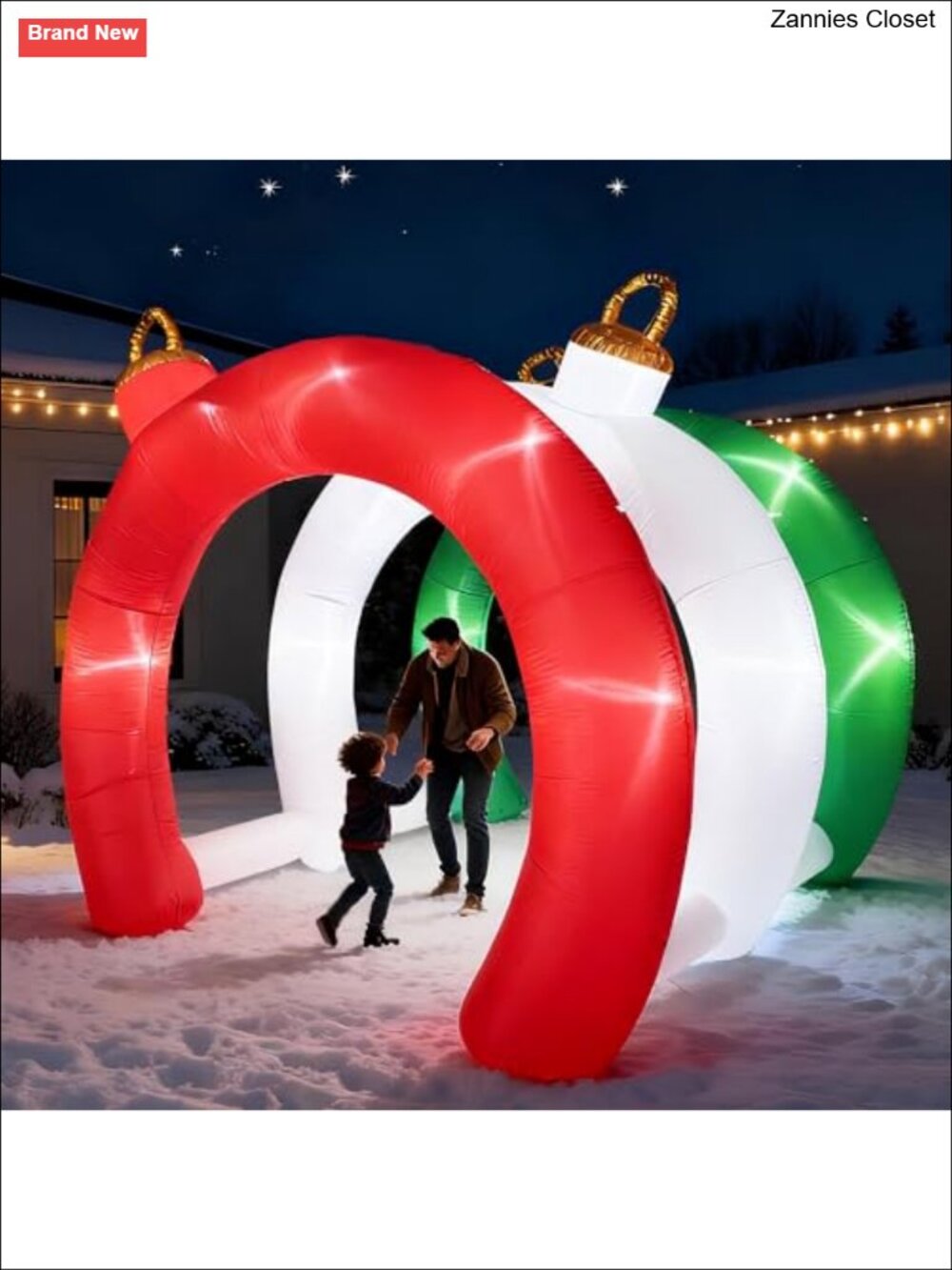 10.5 FT Christmas Inflatable Ornament Tunnel Arch Walk-Through Yard Decor